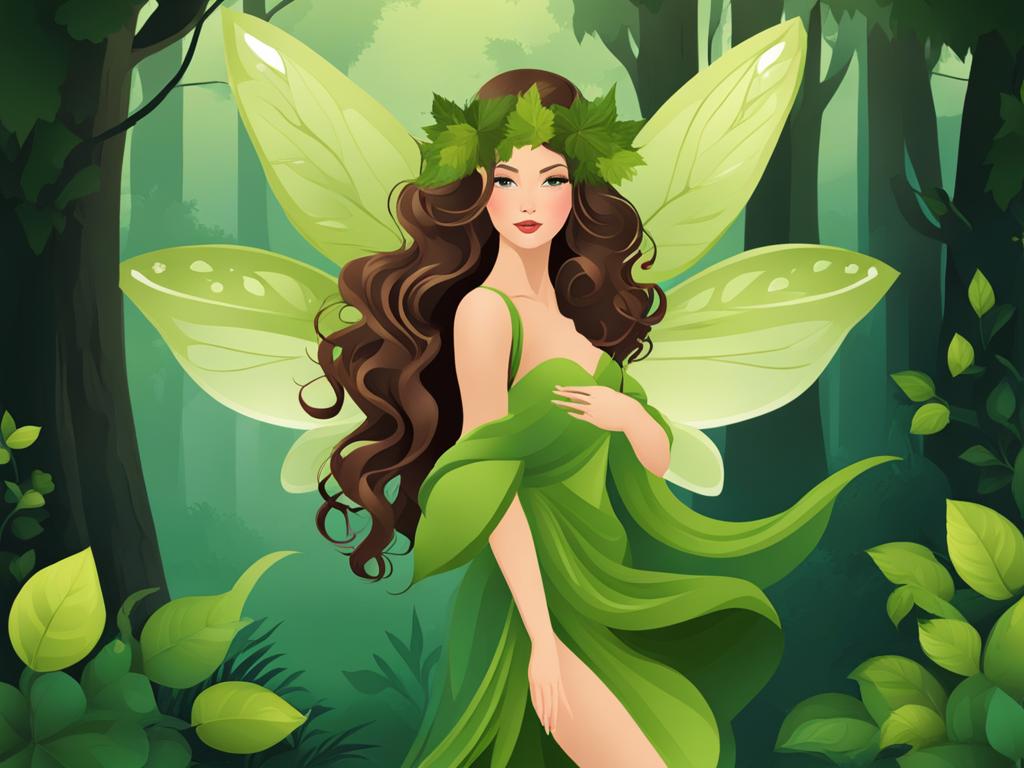 forest nymph clipart - a graceful forest nymph with leafy attire. 