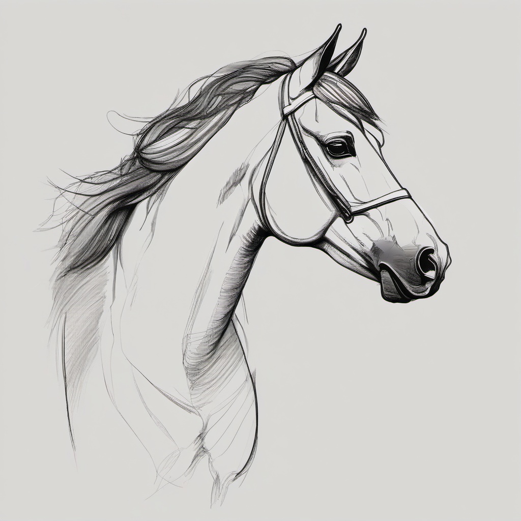 simple drawing of a horse  minimal rough sketch scribbles,doodles,black and white