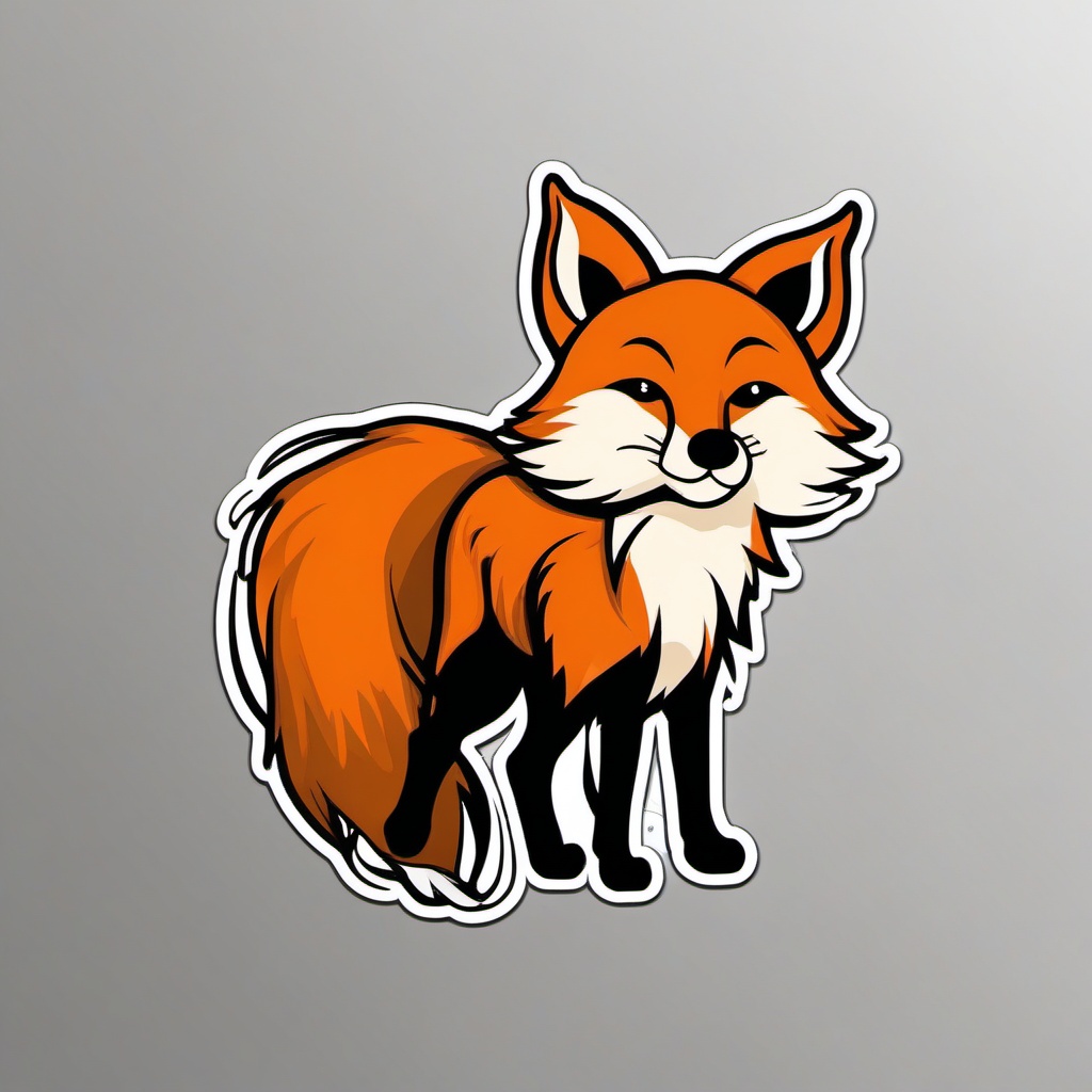 Fox Sticker - A clever fox with a bushy tail. ,vector color sticker art,minimal