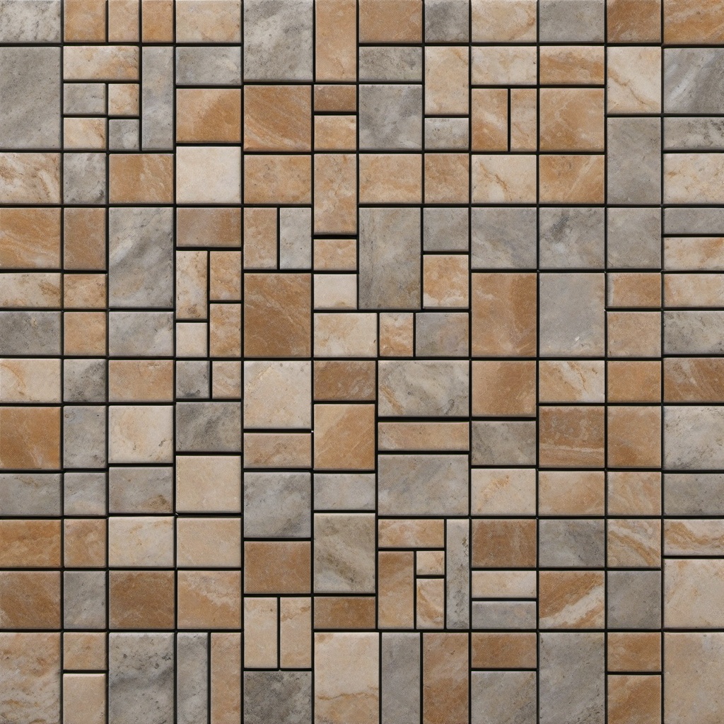 Granite and travertine square tile scheme top view, product photoshoot realistic background, hyper detail, high resolution