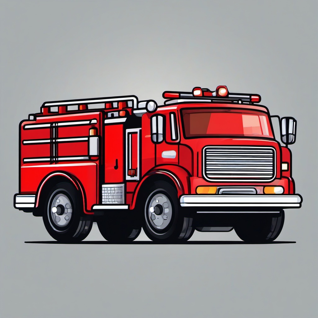 Fire Truck clipart - fire truck with an inflatable firefighter  color,minimalist,vector clipart