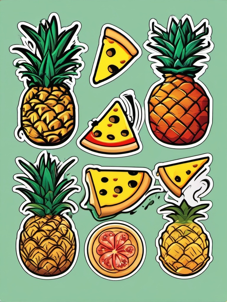 Pineapple Pizza Sticker - Experience the controversial yet delicious combination of pineapple on pizza, , sticker vector art, minimalist design