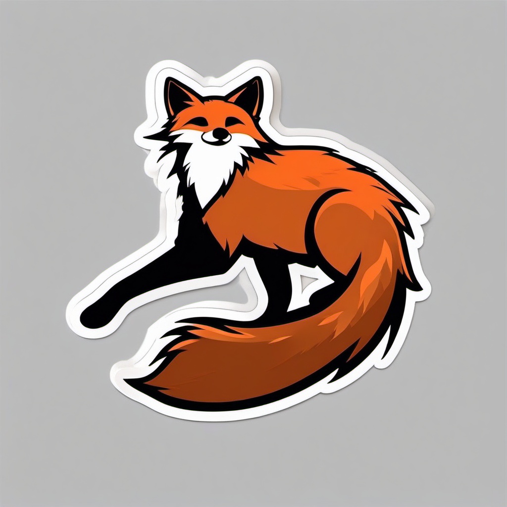 Red Fox Sticker - A sleek red fox with a bushy tail. ,vector color sticker art,minimal