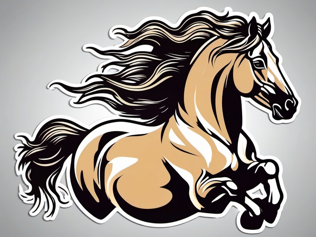 Horse Sticker - A galloping horse with flowing mane, ,vector color sticker art,minimal