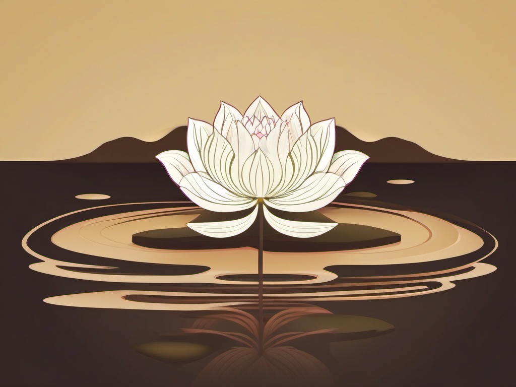 Lotus Clip Art - An elegant lotus flower with its roots in the mud,  color vector clipart, minimal style