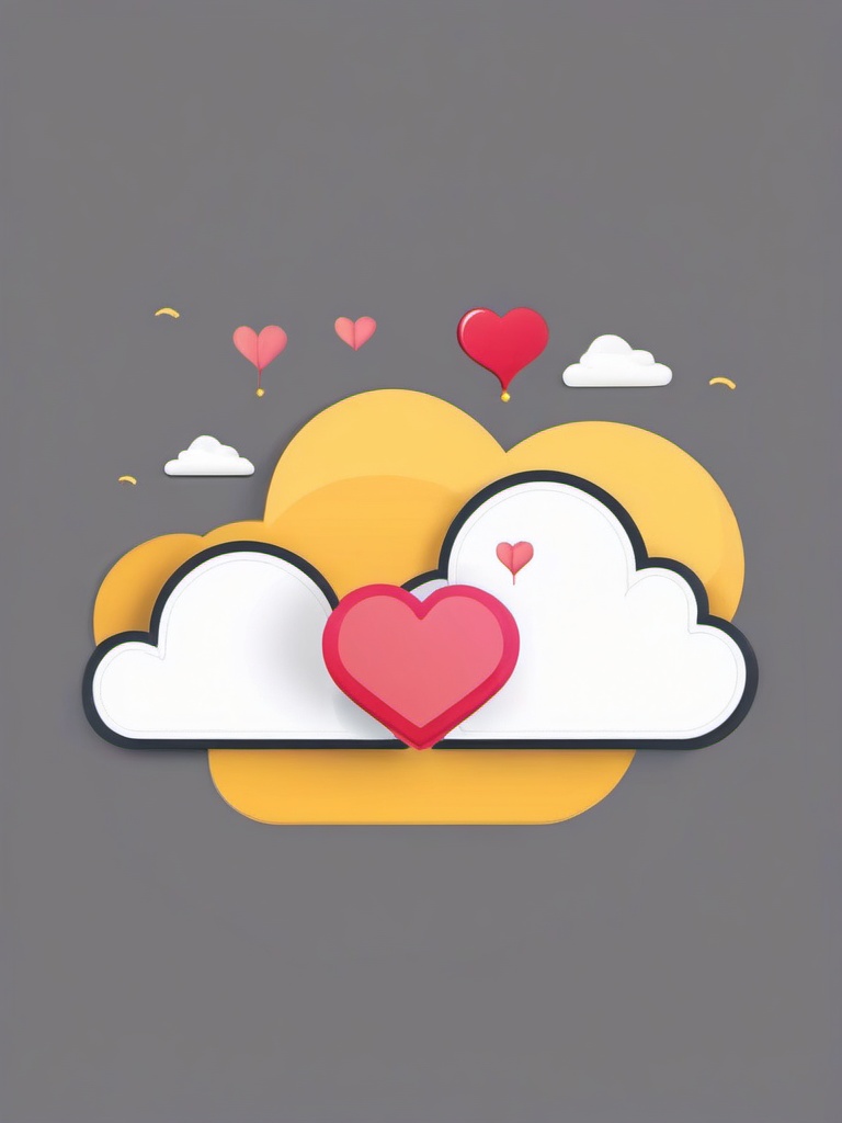 Love Confession on a Cloud Emoji Sticker - Sharing secrets in the clouds, , sticker vector art, minimalist design