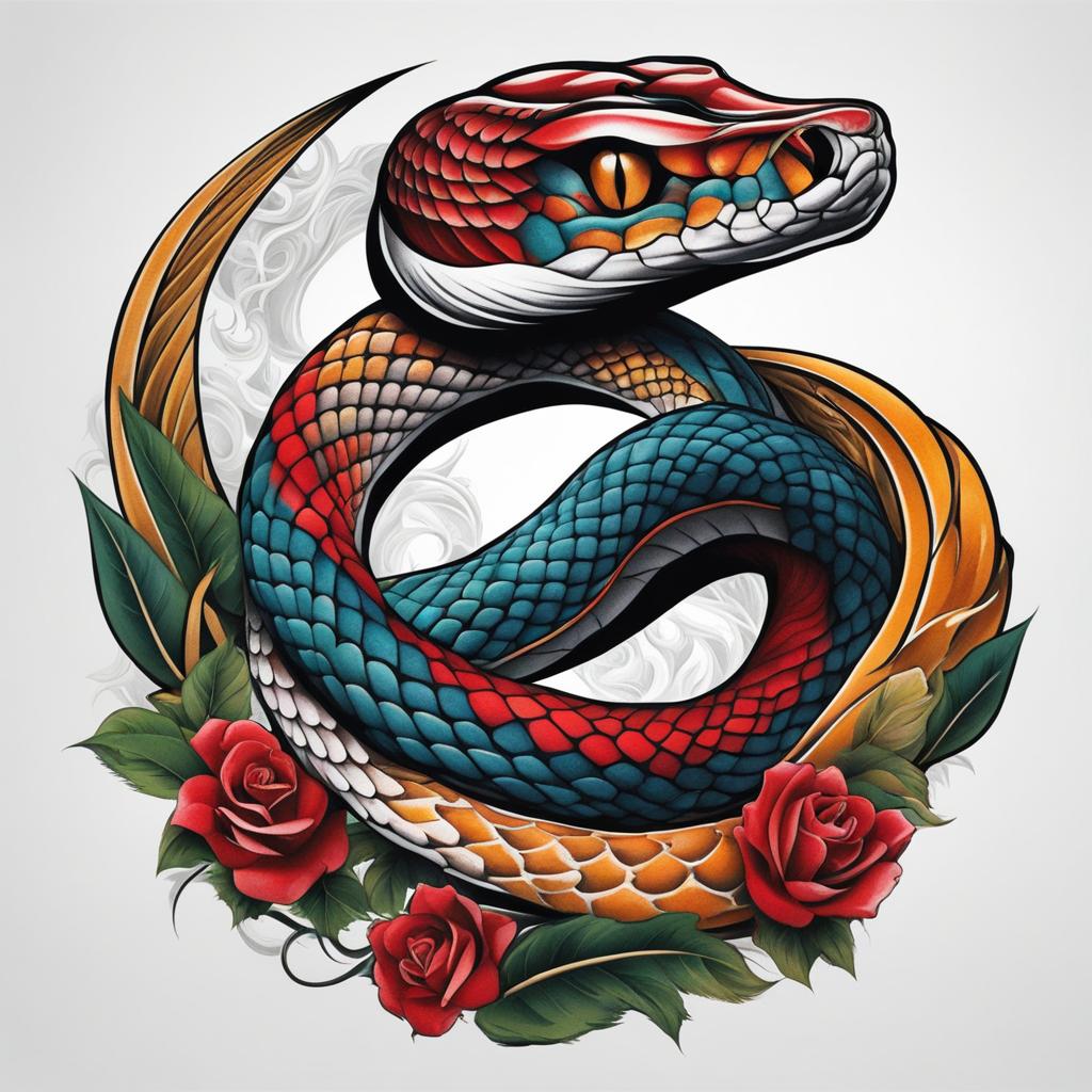 Snake tattoo cobra, Tattoos featuring the powerful and striking cobra snake. colors, tattoo patterns, clean white background