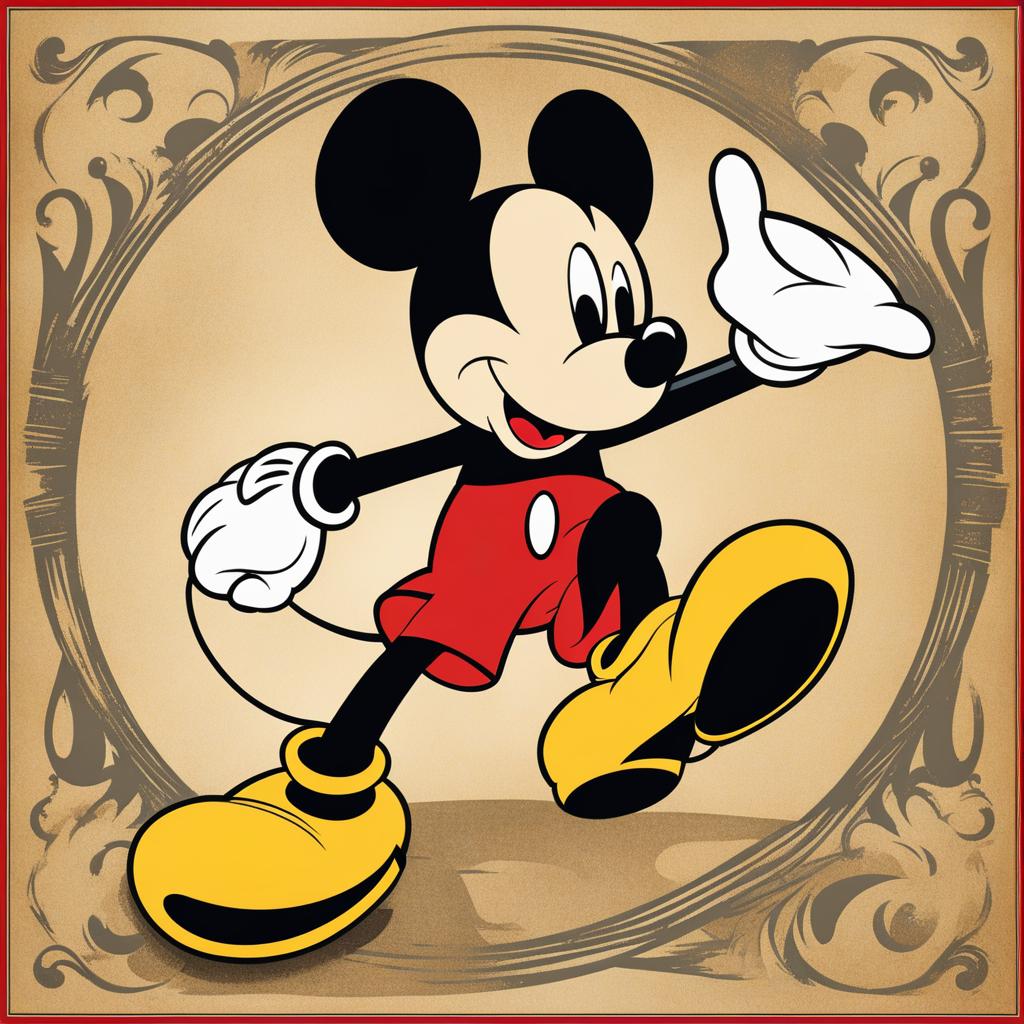 mickey mouse clipart - the iconic mickey mouse, featured on a vintage movie poster, a tribute to animation's golden era 