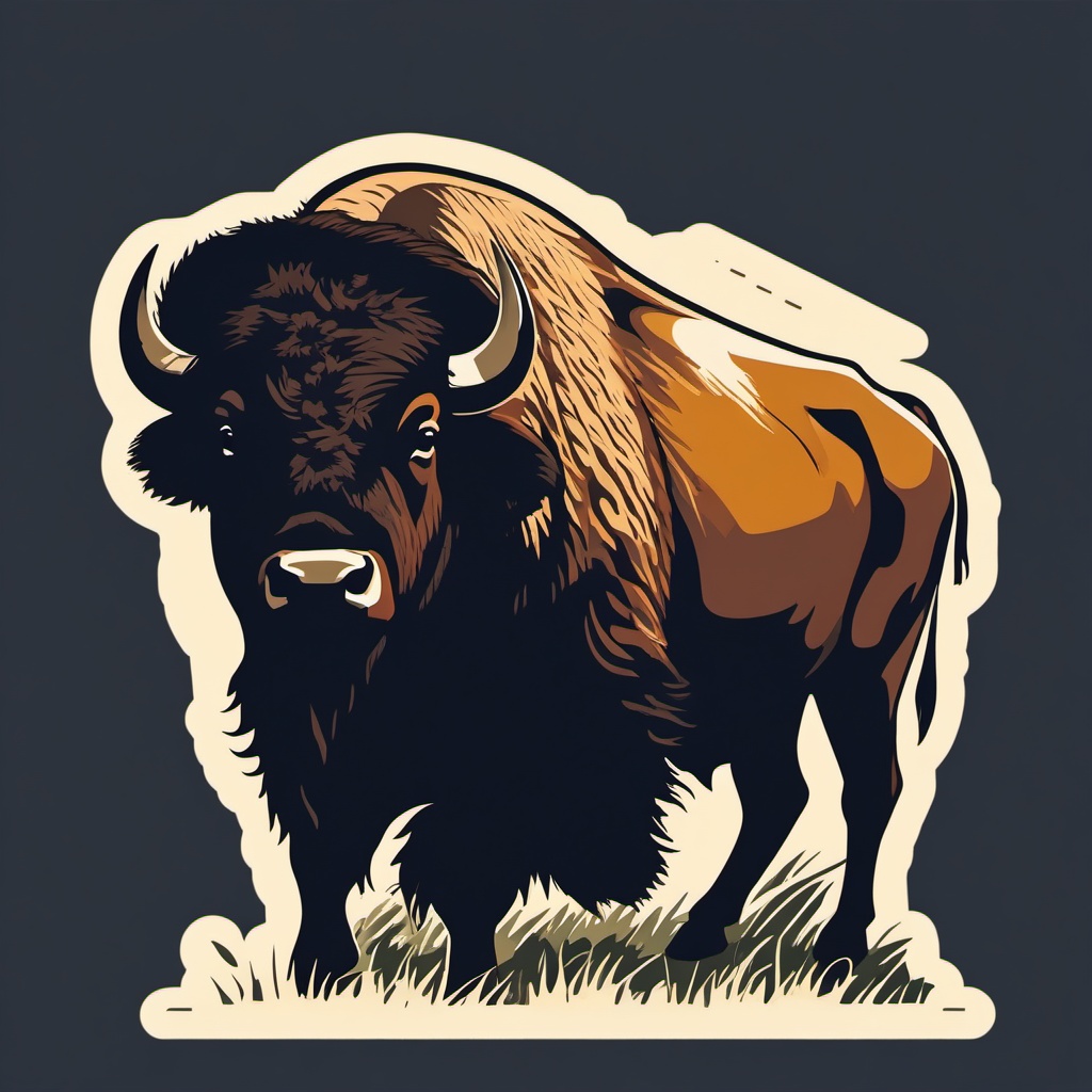 Yellowstone Bison sticker- Iconic wildlife of Yellowstone National Park, , sticker vector art, minimalist design