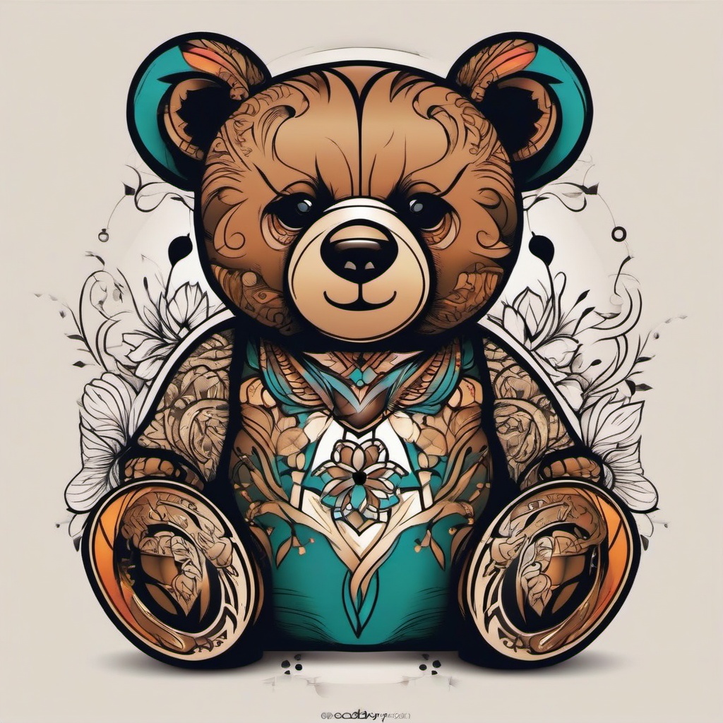 tattoo teddy  simple vector color tattoo