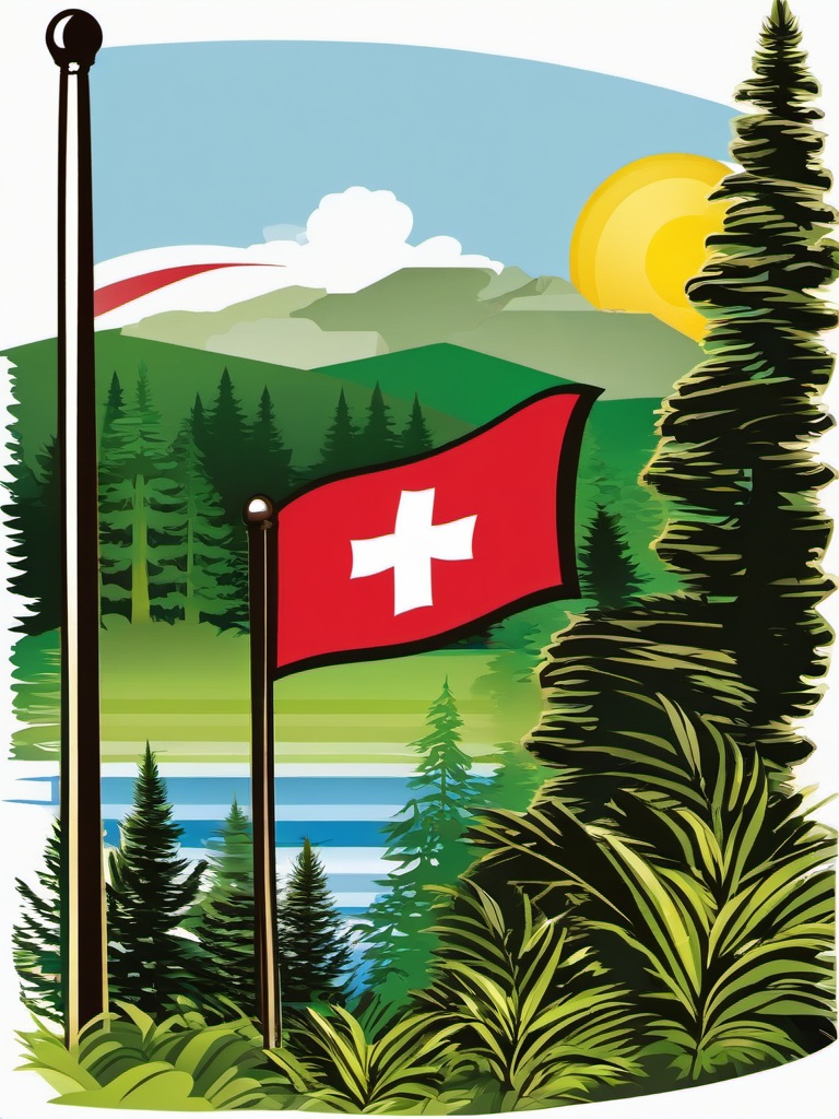 Flag clipart - flag surrounded by nature  clipart