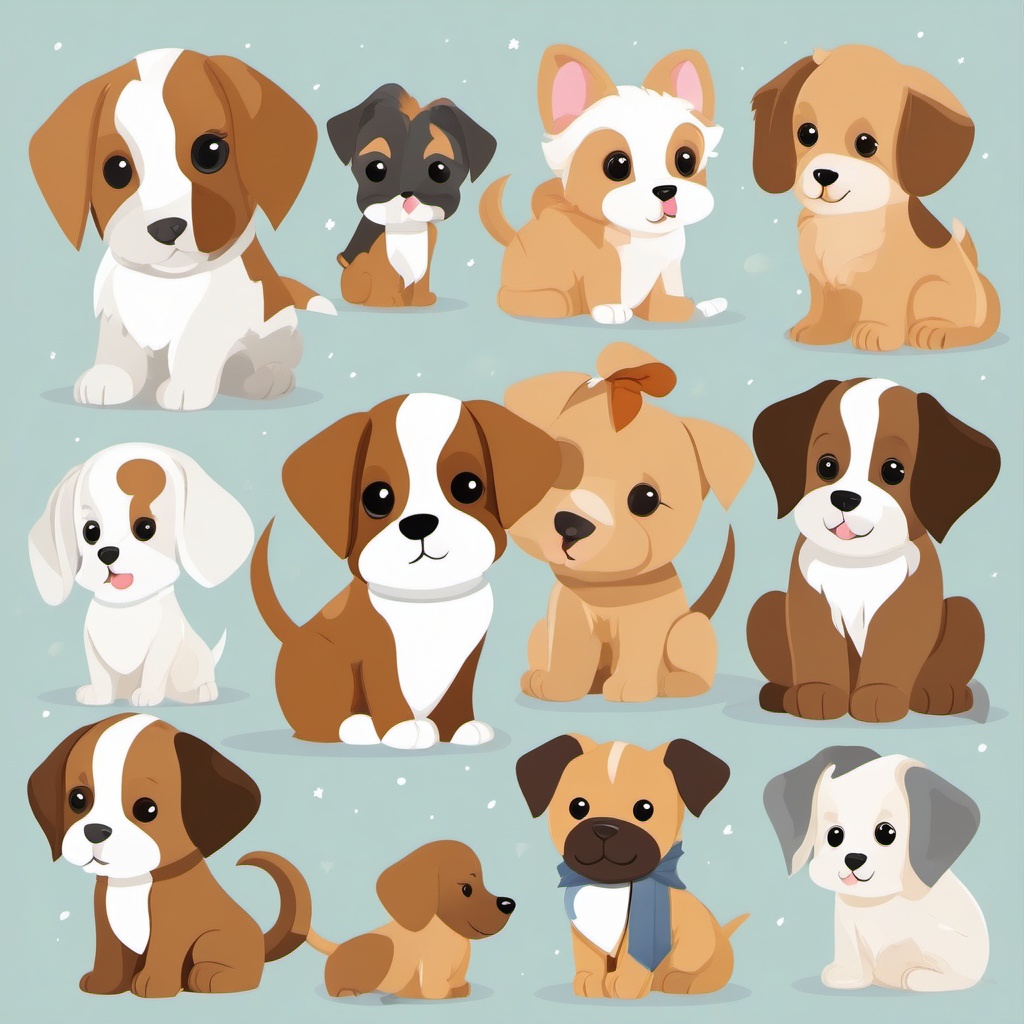 Puppy Clipart,Designing an animal shelter brochure with puppy clipart  simple, 2d flat