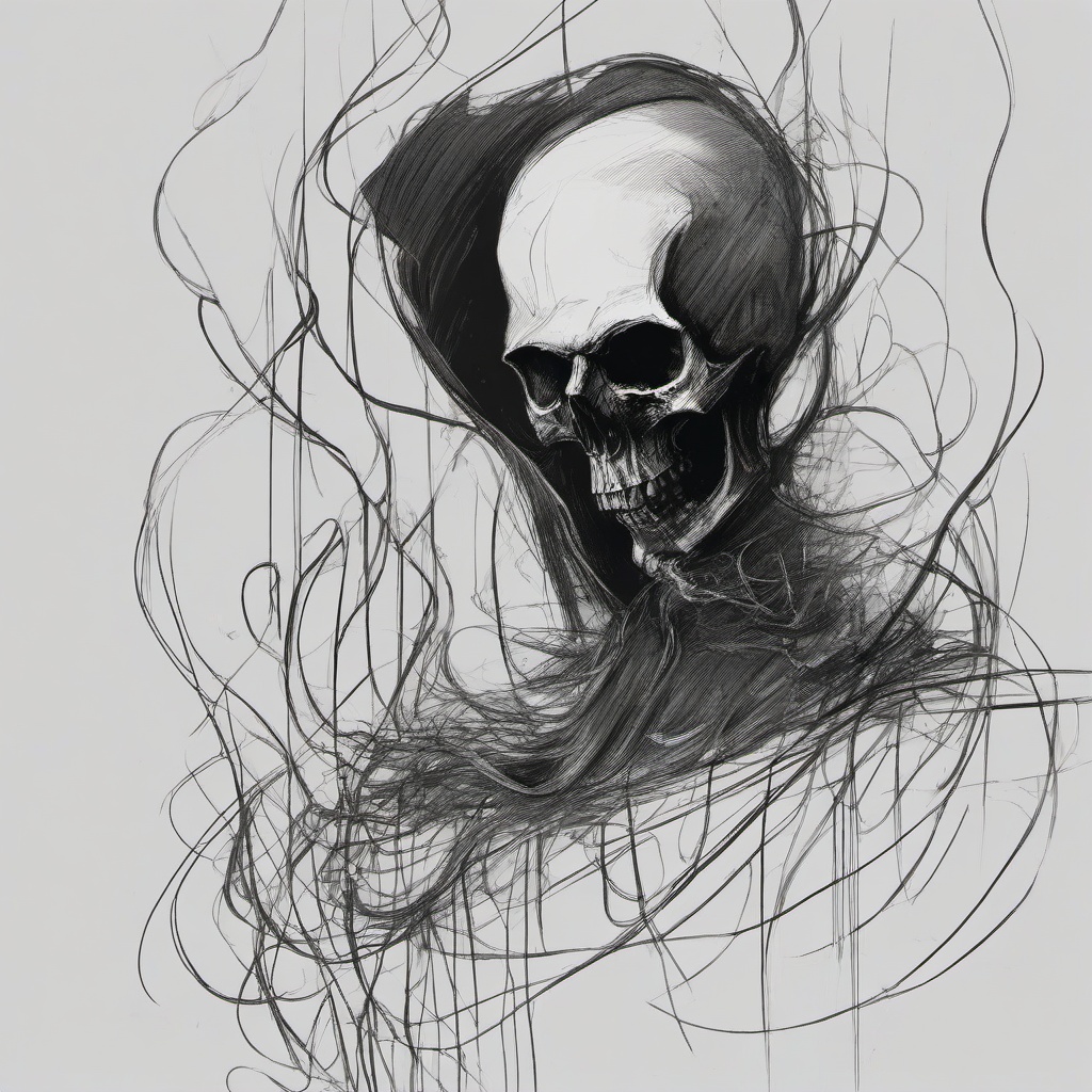 sketch of death  minimal rough sketch scribbles,doodles,black and white