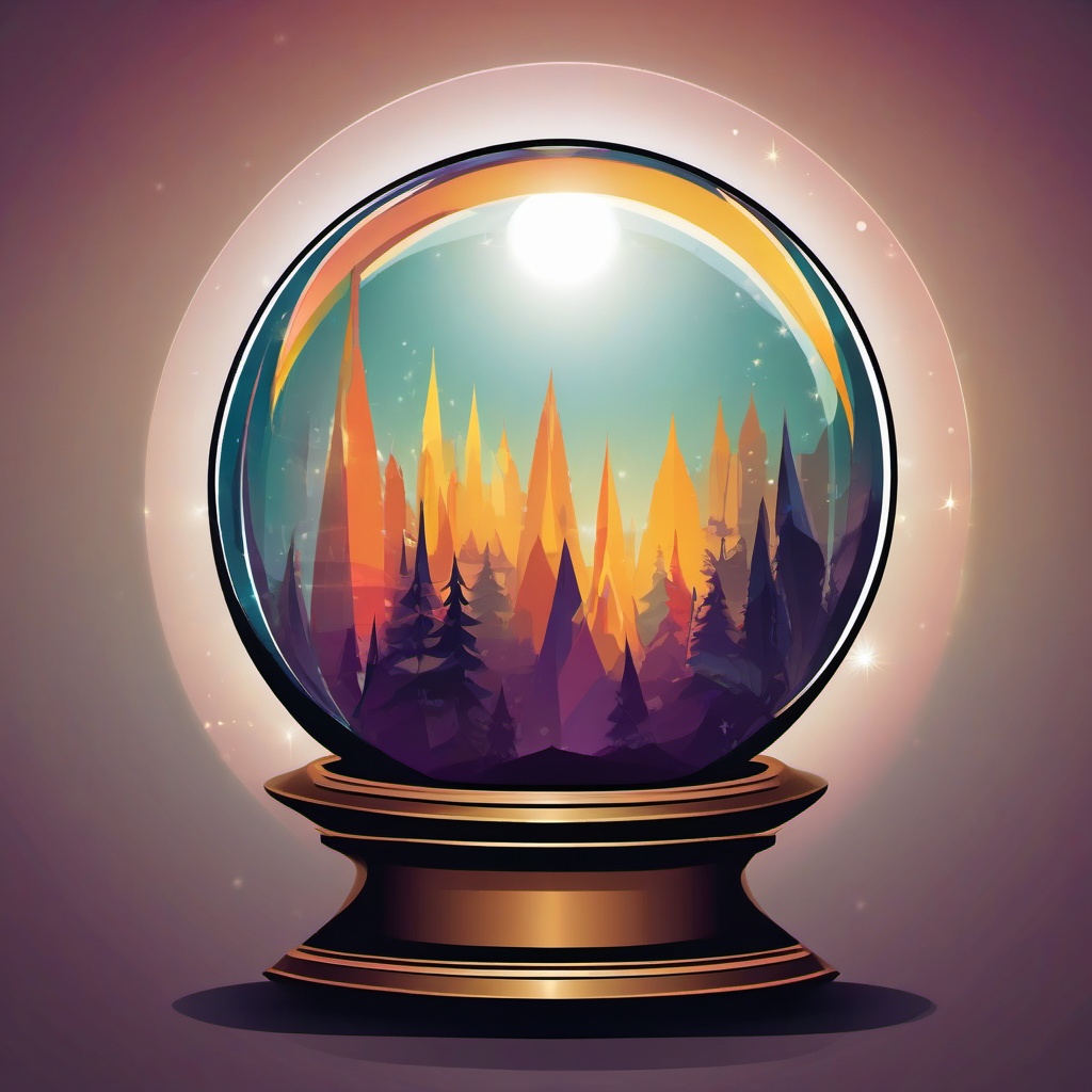 Mystical Crystal Ball Clipart - A mystical crystal ball radiating otherworldly visions, a conduit to the supernatural.  color clipart, minimalist, vector art, 