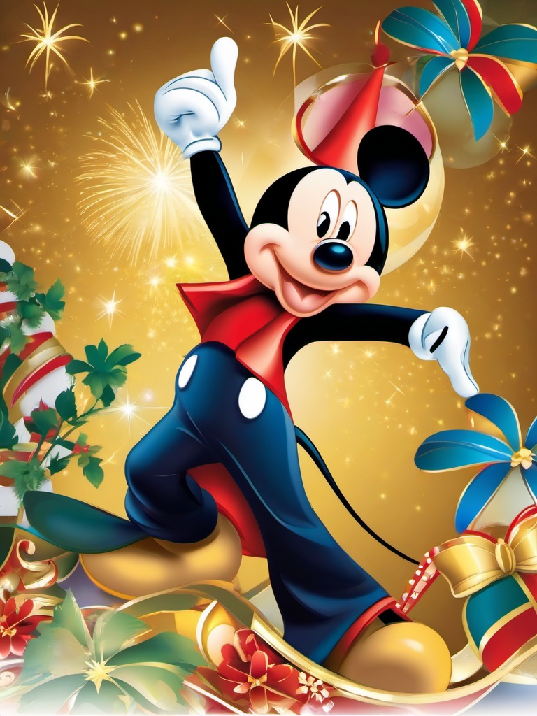 Mickey Mouse clipart - Mickey Mouse celebrating New Year  