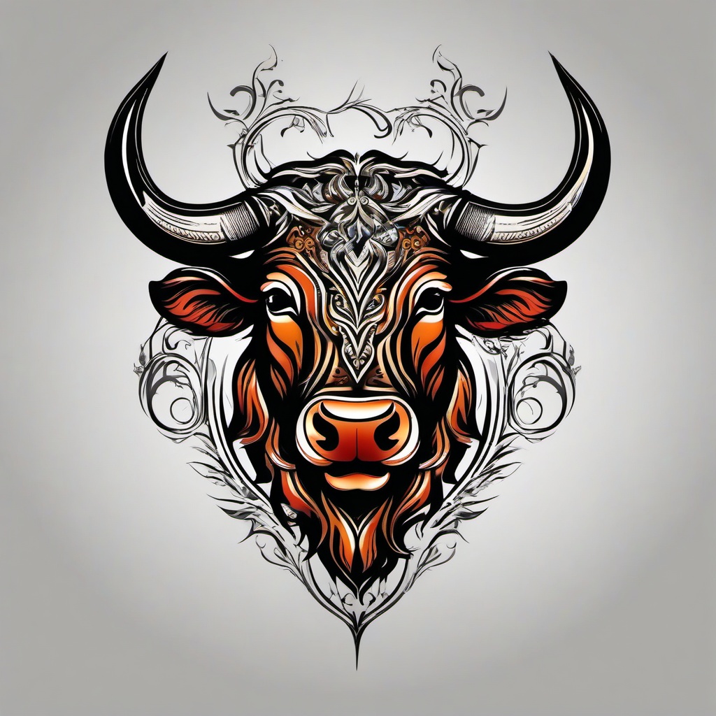 bull taurus tattoo  simple vector color tattoo