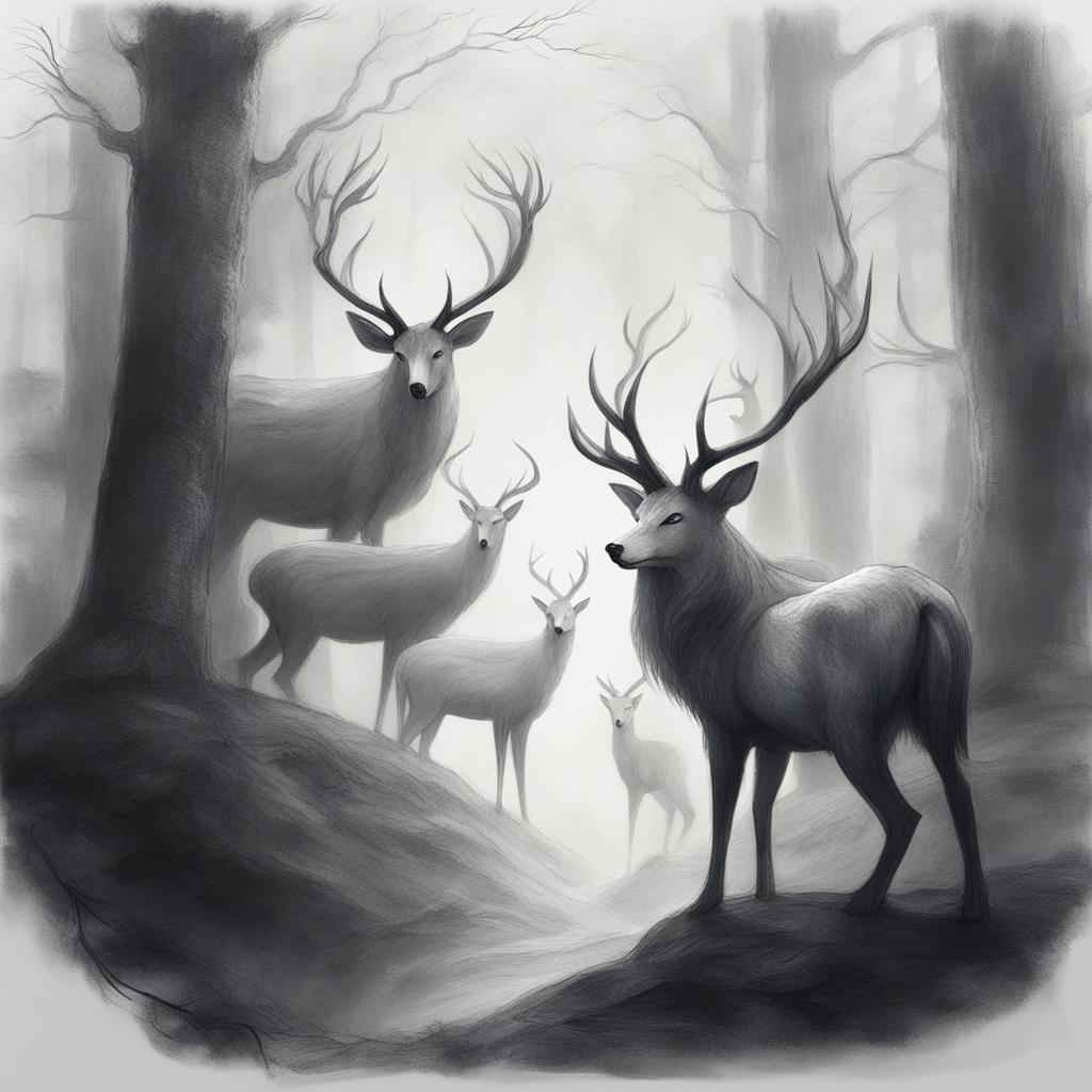 ghostly forest guardians - sketch the ethereal and ancient forest guardians that protect the haunted woods. 