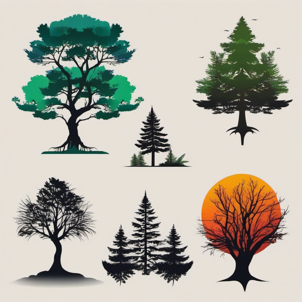 3 tree tattoo  simple vector color tattoo