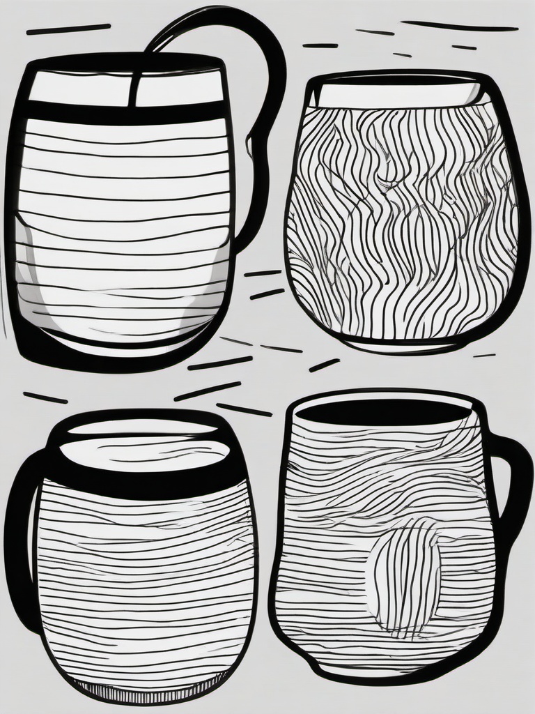 drawing of mug  minimal rough scribbles,doodles,black and white