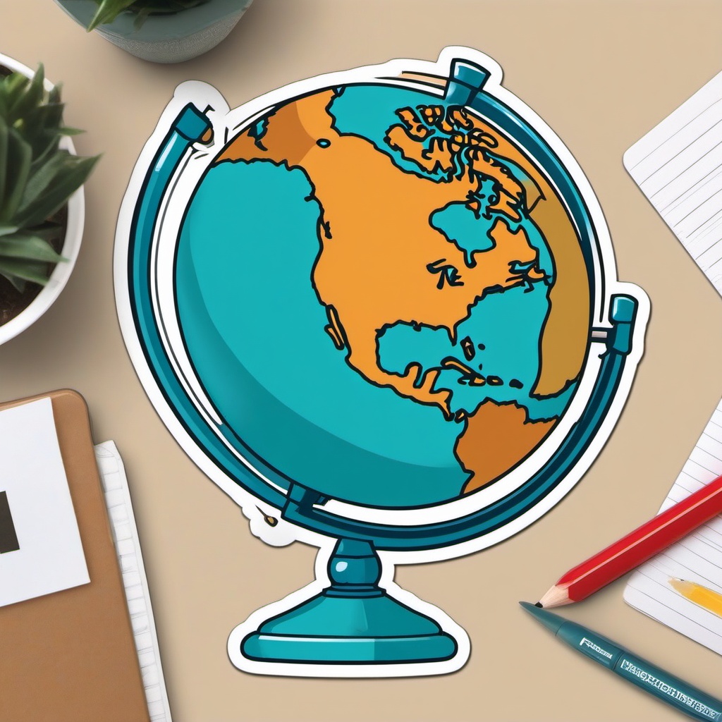 Classroom Globe Sticker - Exploring global knowledge and geography with the informative classroom globe sticker, , sticker vector art, minimalist design