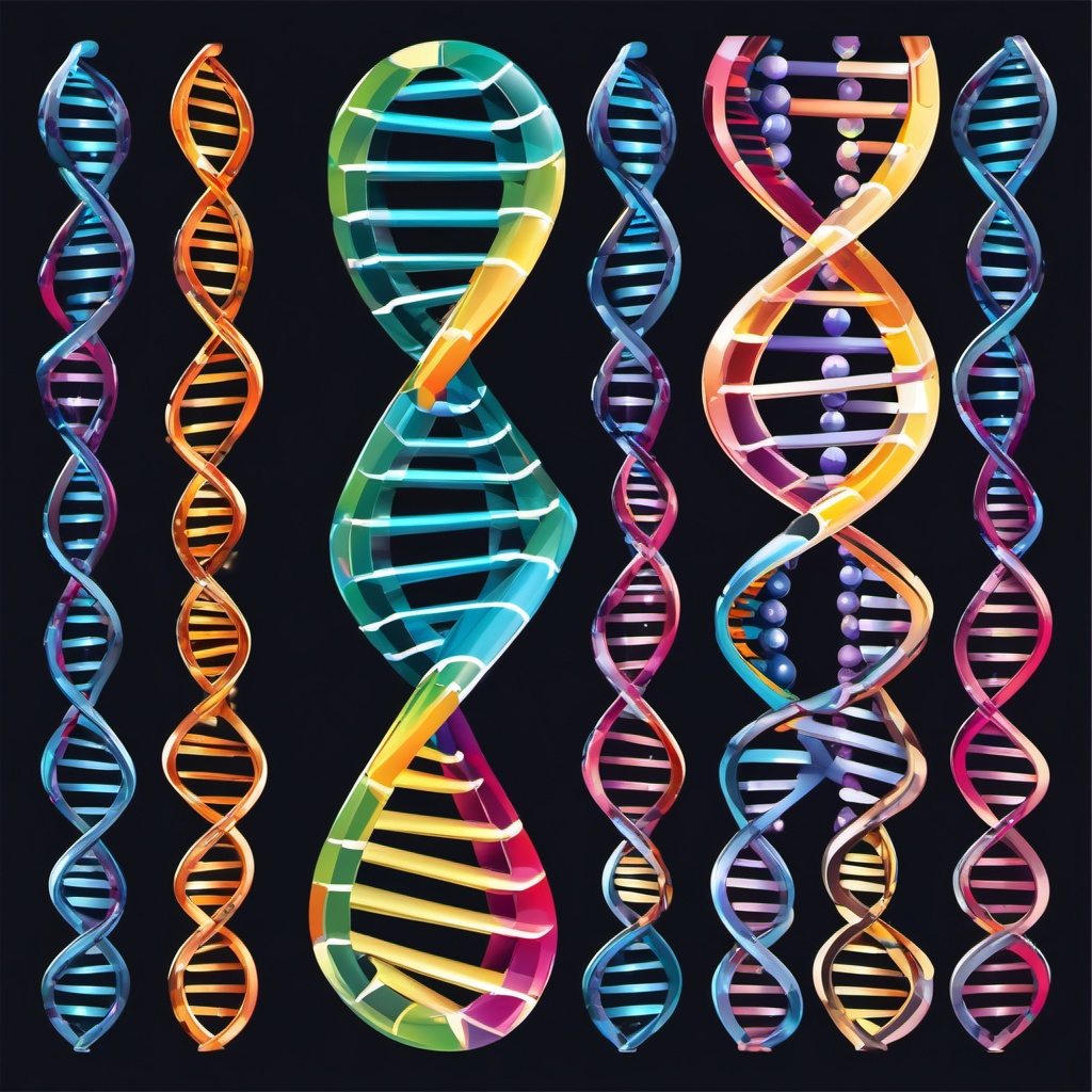 DNA Double Helix clipart - Molecular structure of genetic material, ,color clipart vector style