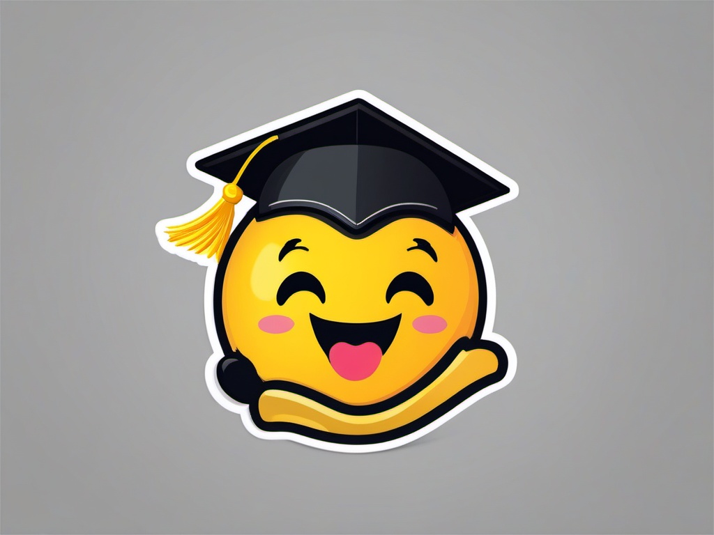 Graduation Cap and Dancing Emoji Sticker - Celebratory dance, , sticker vector art, minimalist design