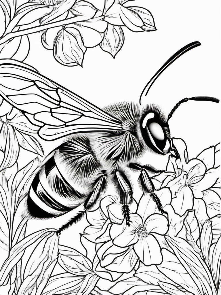 Bumble Bee Coloring Pages - Bumble Bee with a stinger  simple coloring pages