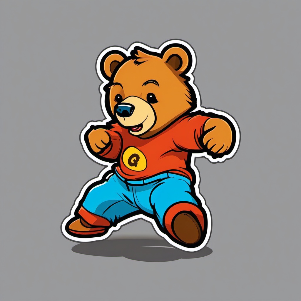 Breakdancing Bear sticker- Ursine Groove Moves, , sticker vector art, minimalist design