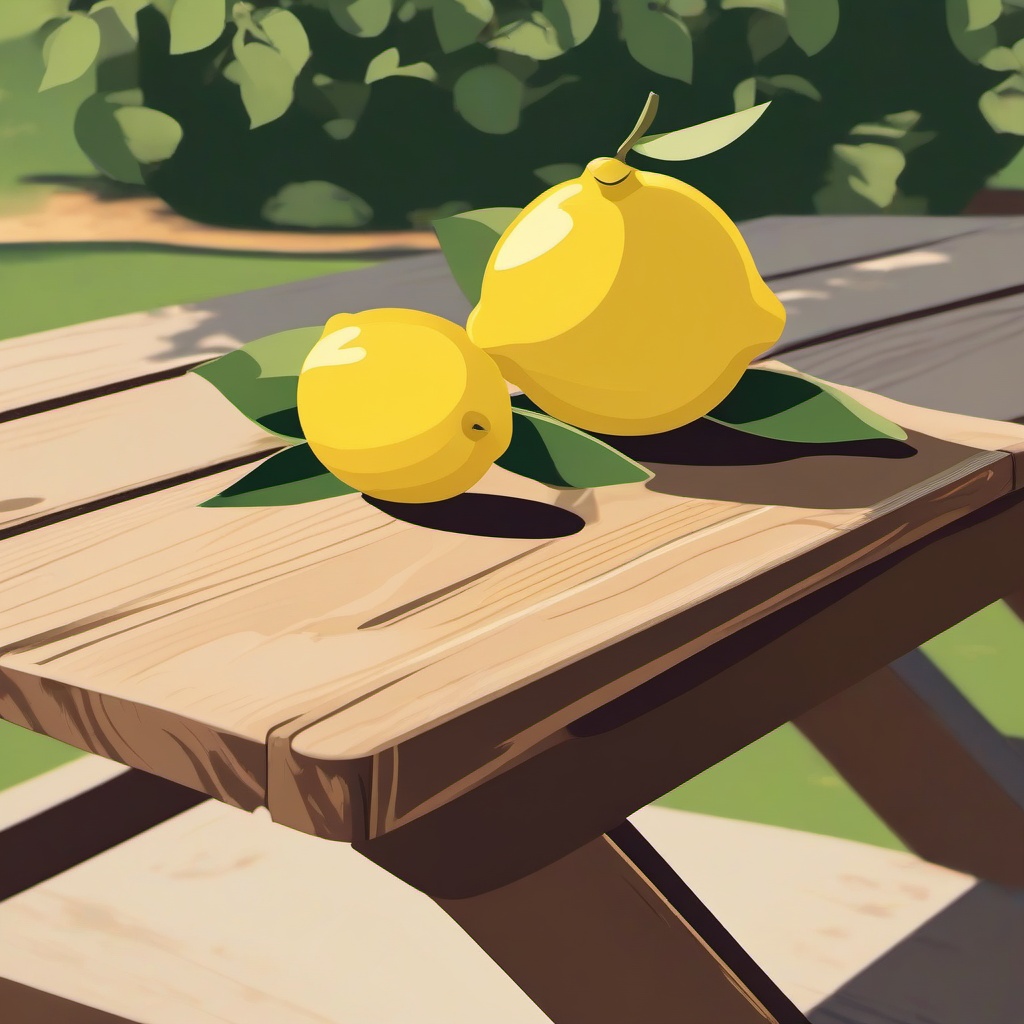 Lemon clipart - lemon wedge on a sunny day picnic table  color,minimalist,vector clipart