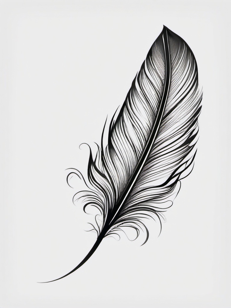 Feather with Flower Tattoo - Combination of a feather and flower.  simple vector tattoo,minimalist,white background