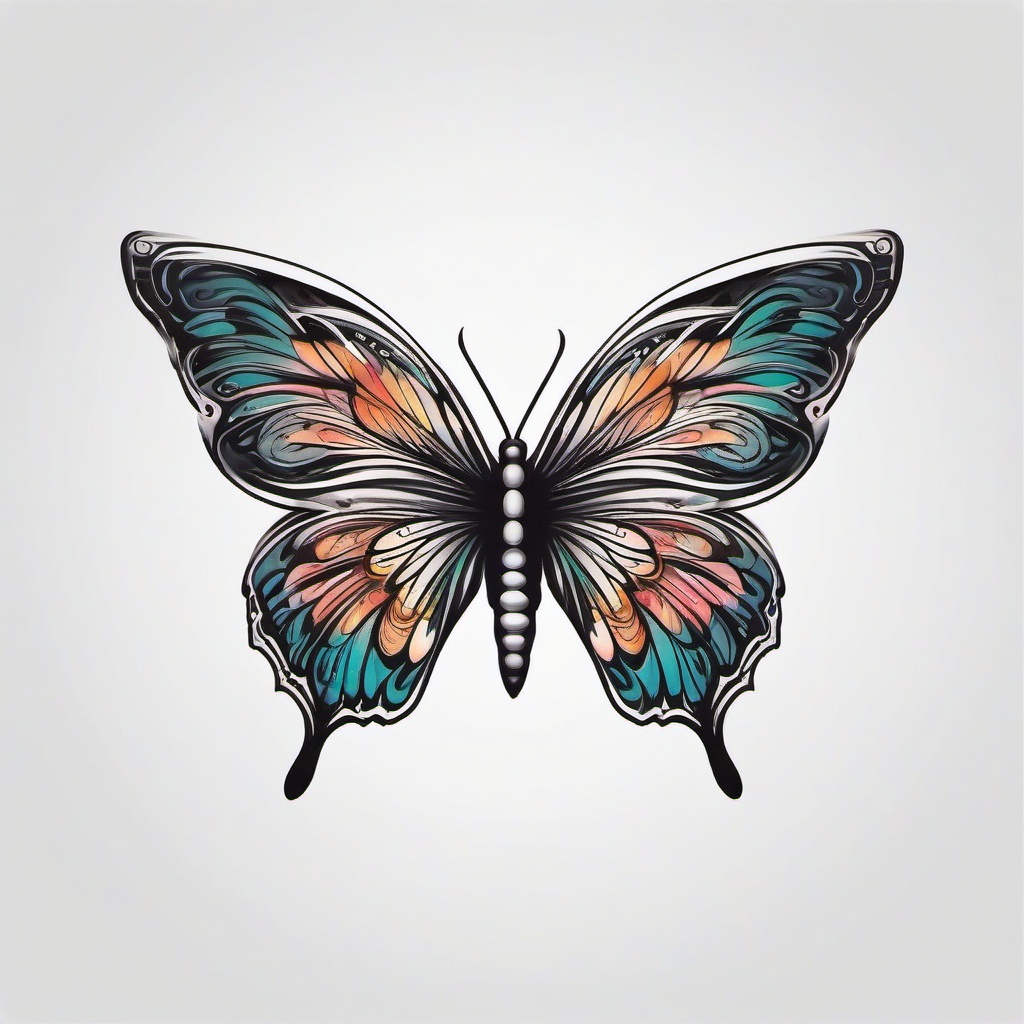 butterfly sternum tattoo designs  simple color tattoo, minimal, white background