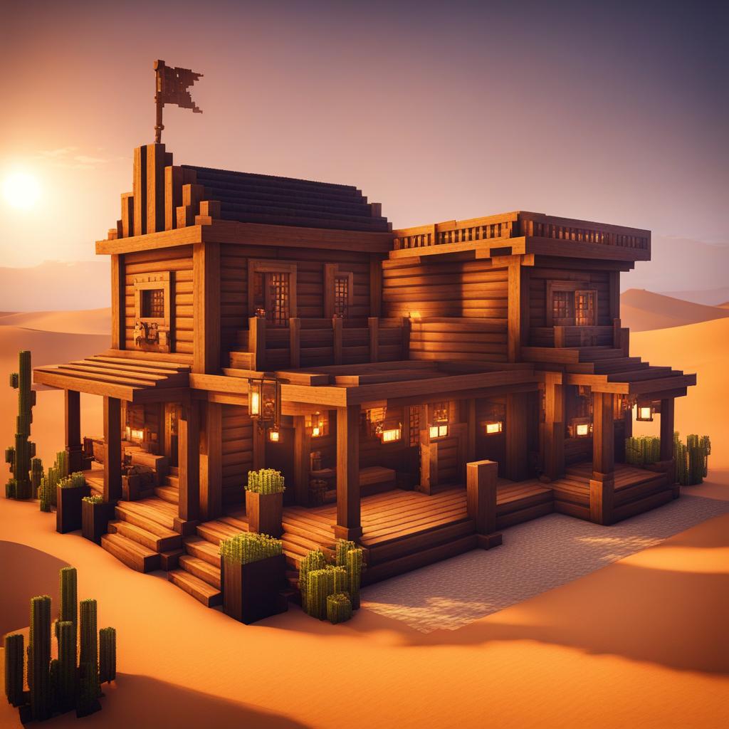 wild west saloon in a dusty desert town - minecraft house design ideas minecraft block style