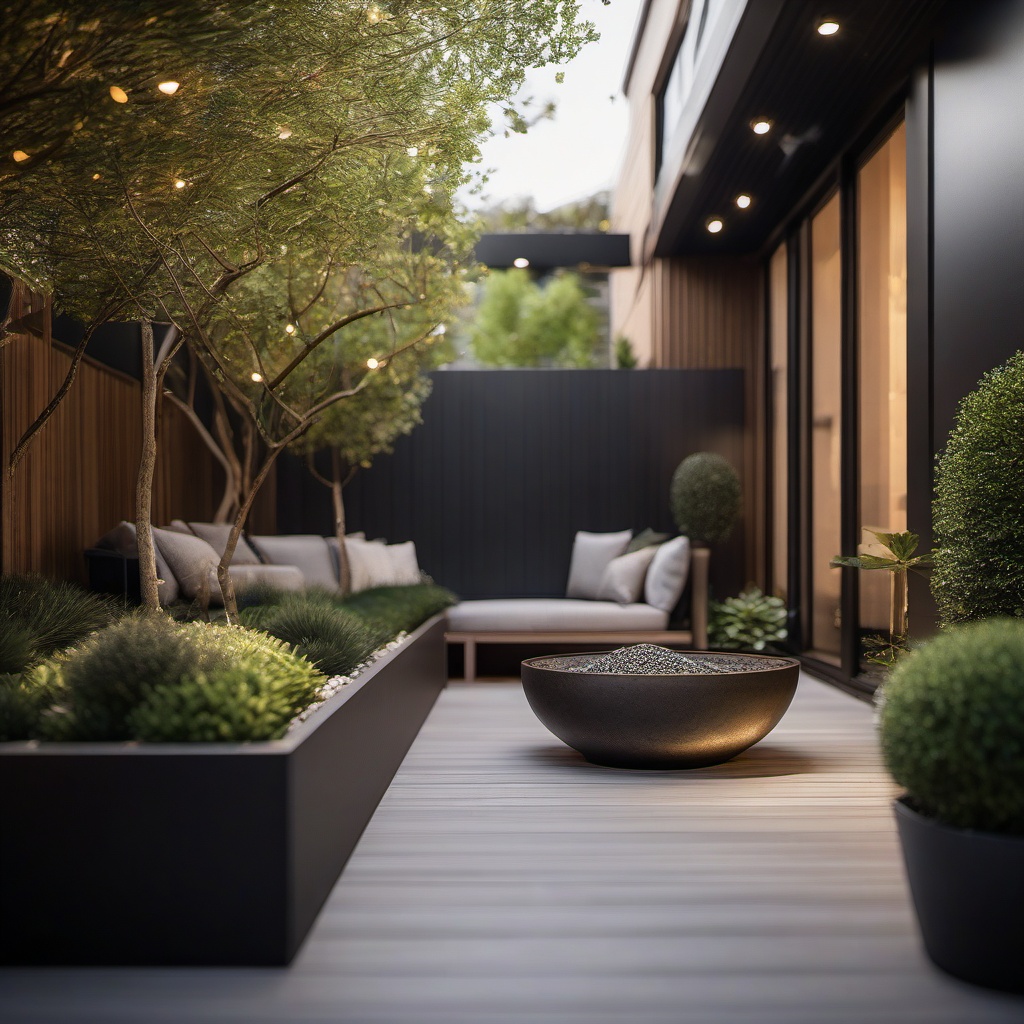 Contemporary Courtyard Escape - Design a contemporary garden courtyard for relaxation. ultra realistic, professional photography, bokeh, natural lighting, canon lens, shot on dslr 64 megapixels sharp focus