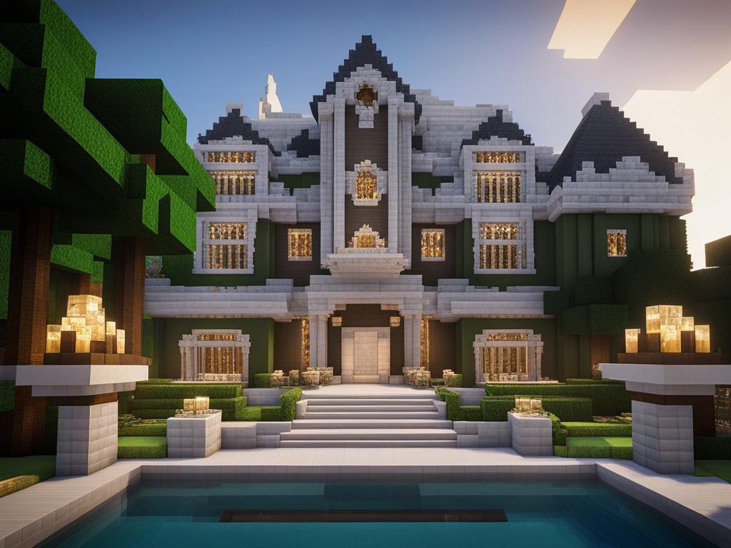 elaborate mansion with multiple wings and a grand ballroom - minecraft house ideas minecraft block style