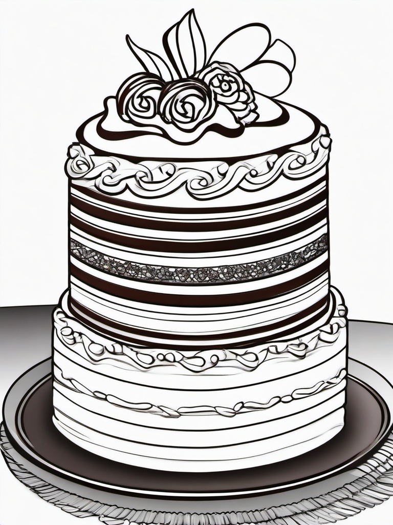 Cake Coloring Pages - Fancy chocolate gateau with rich frosting  simple coloring pages