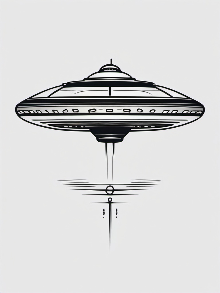 UFO Tattoo Minimalist - Embrace simplicity with a minimalist UFO-themed tattoo.  simple color tattoo,vector style,white background