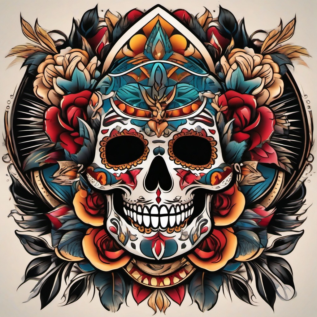 chicano traditional tattoo  simple vector color tattoo