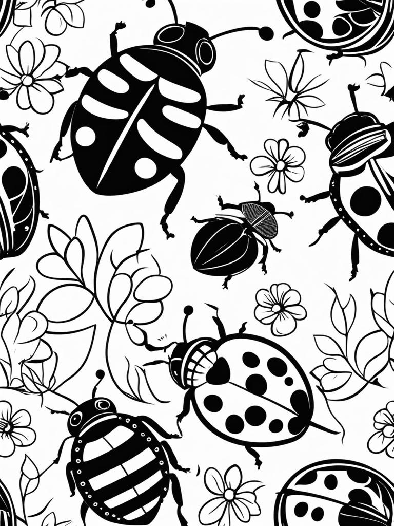 ladybug clipart black and white 