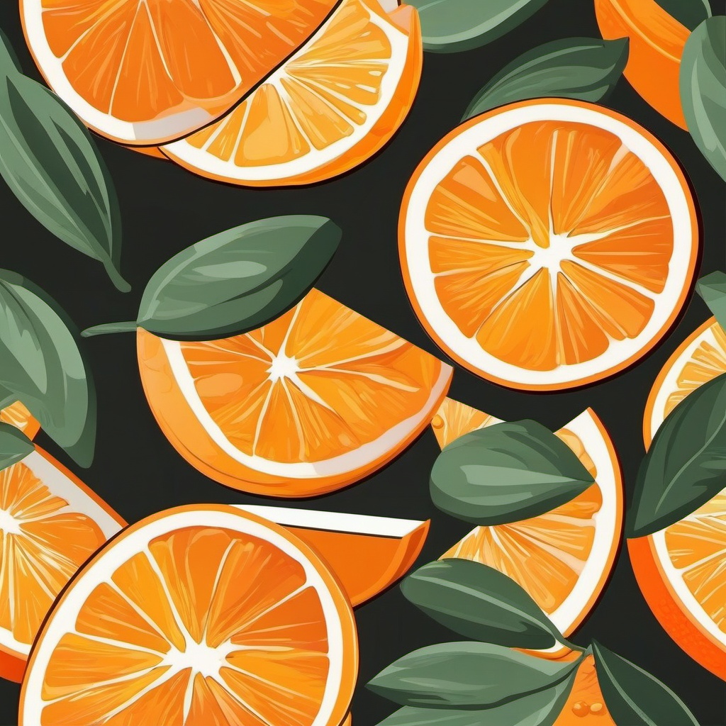 Orange Slices Clipart - Slices of fresh oranges on a plate.  color vector clipart, minimal style