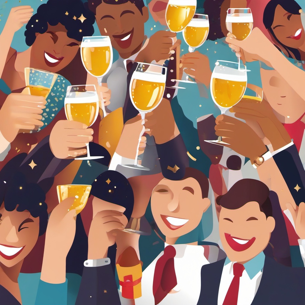 New Year clipart - people toasting glasses at a party  