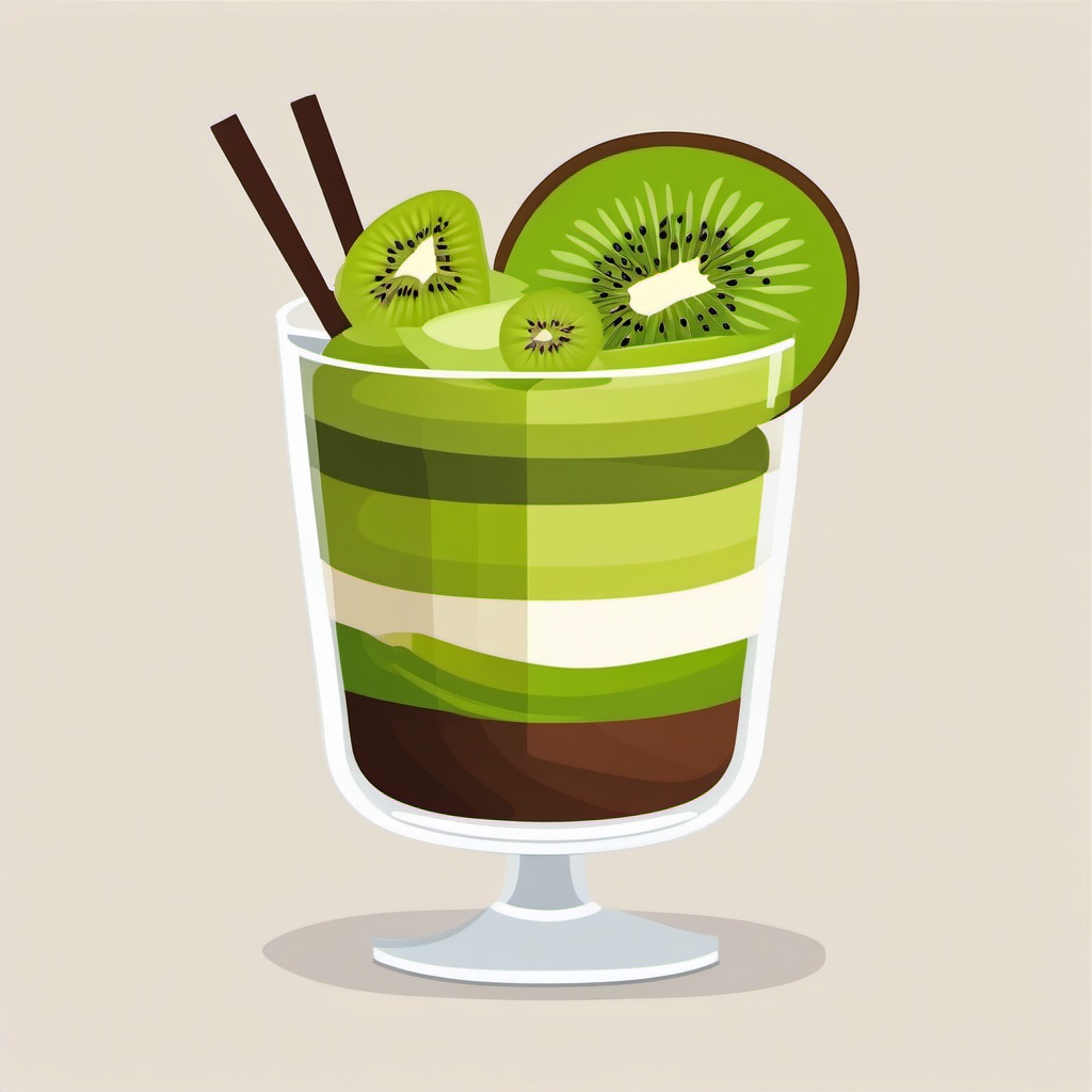 Kiwi Parfait Dessert Clipart - A dessert parfait with kiwi slices and layers.  color vector clipart, minimal style