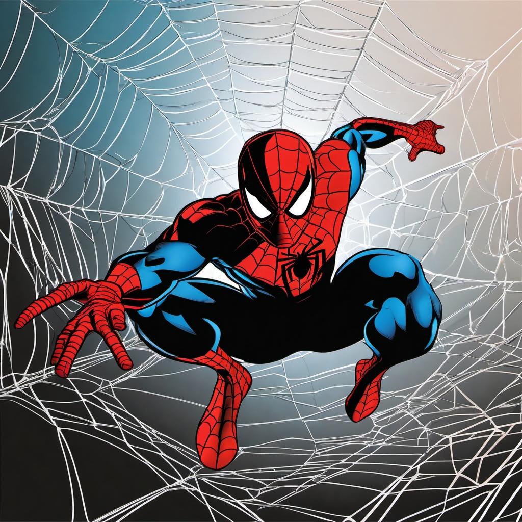 Spiderman clipart - Spiderman with a web background  