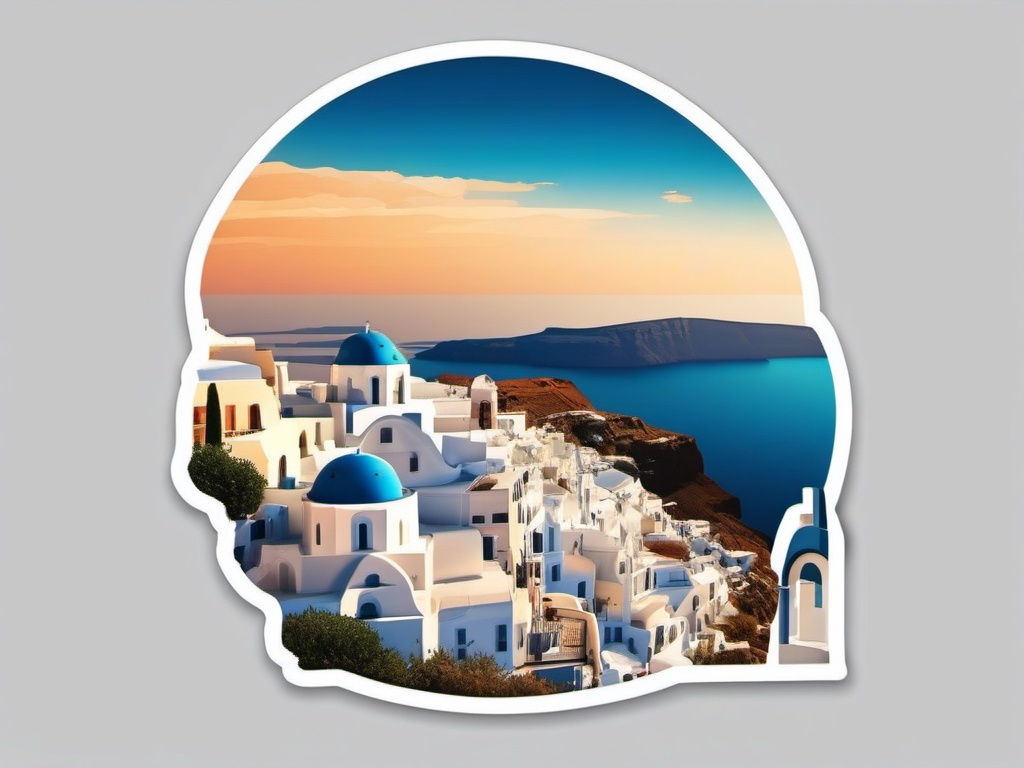 Santorini sticker- Stunning Greek island with white-washed buildings, , sticker vector art, minimalist design