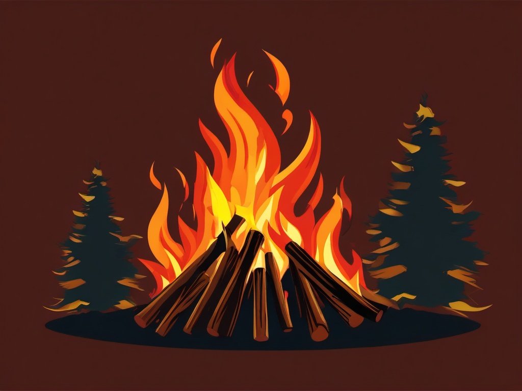 Fire clipart - fire in a bonfire gathering  