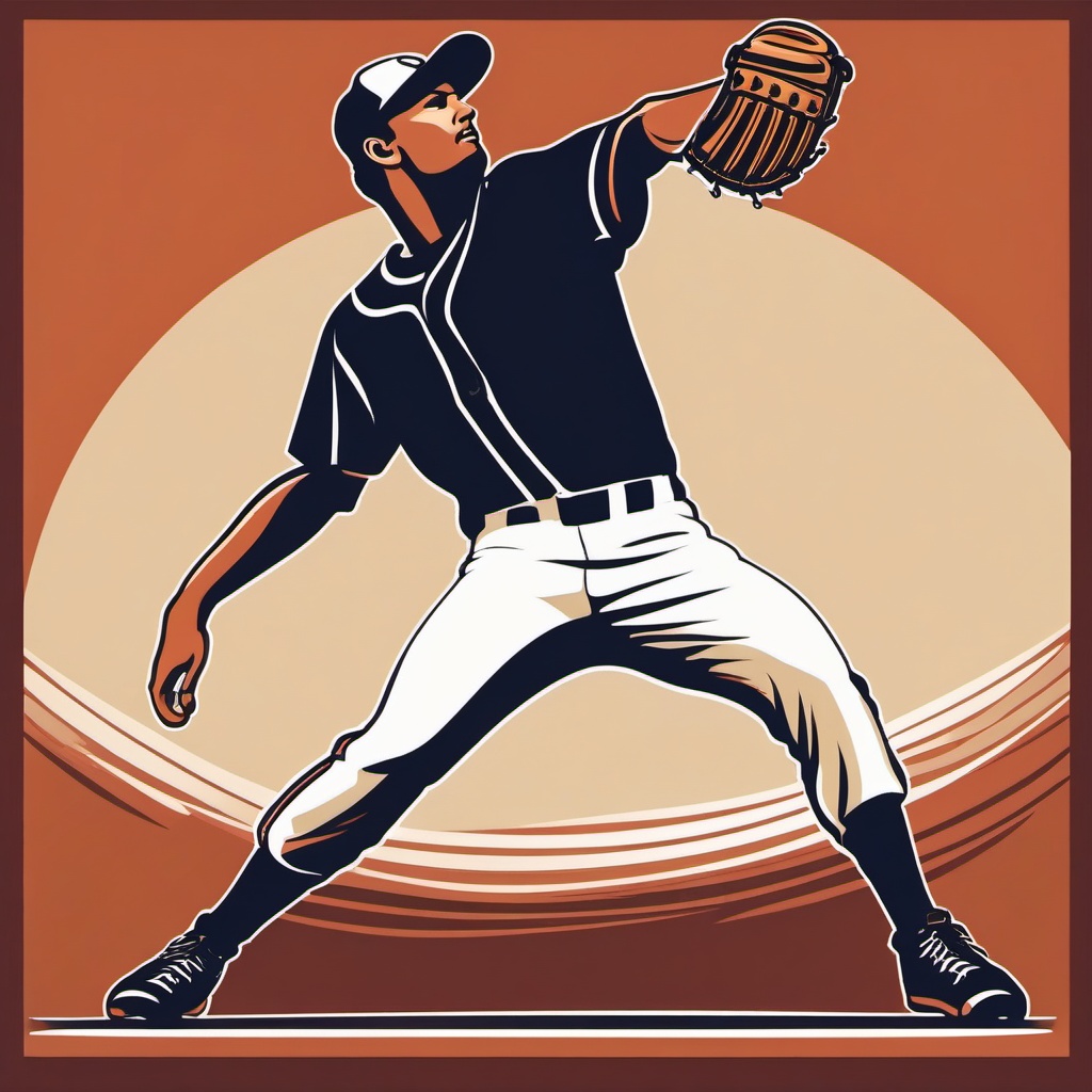 Baseball Pitch Clipart - A baseball pitcher winding up for a throw.  color vector clipart, minimal style