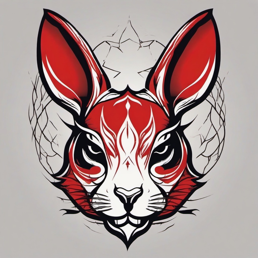 devil rabbit tattoo  minimalist color tattoo, vector