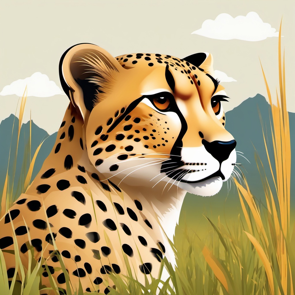 Cute Cheetah in the African Grasslands  clipart, simple