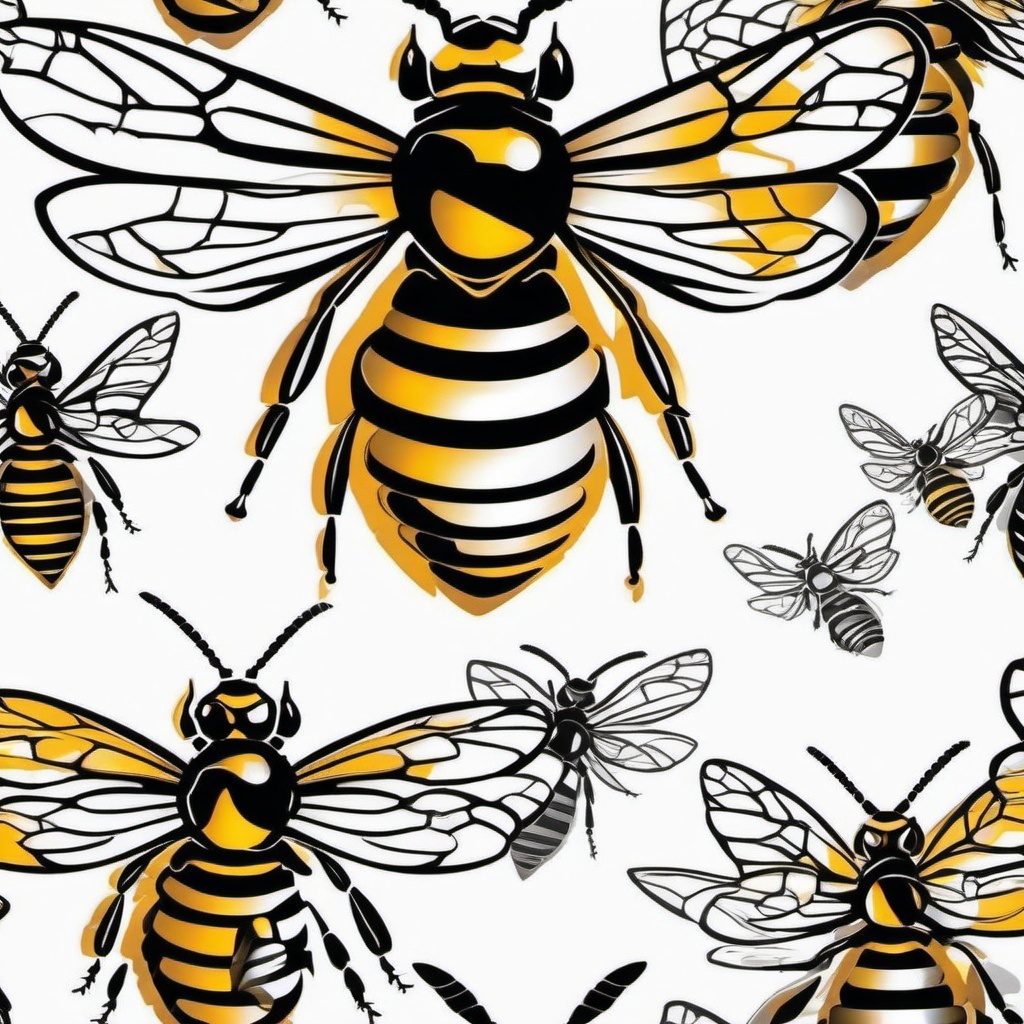 Hornet Honey Stencil - Combine the fierceness of hornets with honey in a stencil, creating a visually striking and symbolic representation.  simple tattoo,minimalist,white background