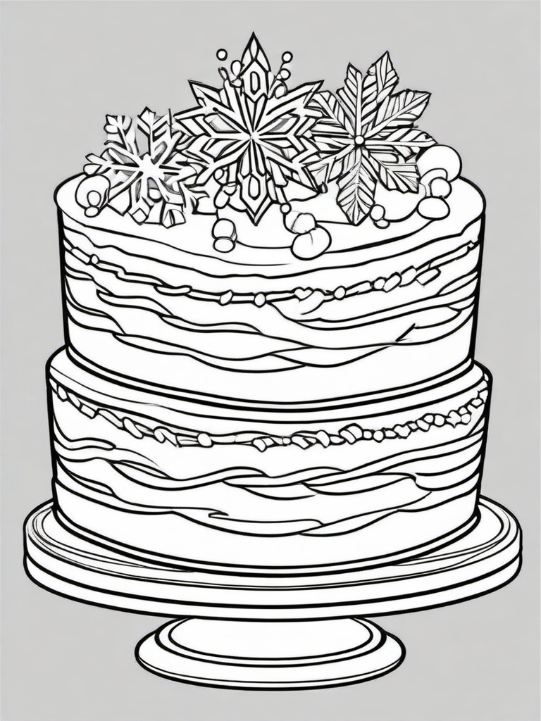 Cake Coloring Pages - Snowflake cake for a winter party  simple coloring pages