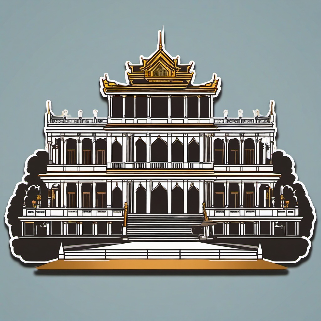 Phnom Penh Royal Palace sticker- Royal residence in the capital of Cambodia, , sticker vector art, minimalist design